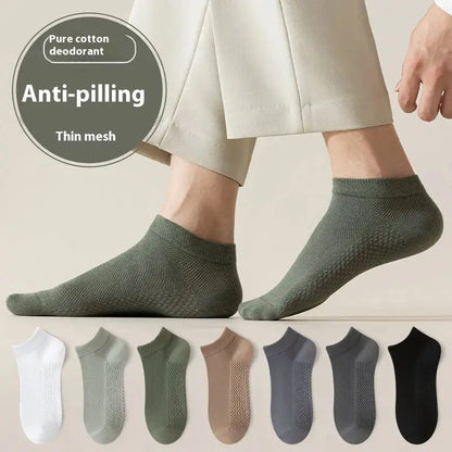 Cotton Anti-Pilling Short Socks Men's Deodorant And Sweat-absorbing Invisible Tight Mesh Boat Socks Angel Wishes