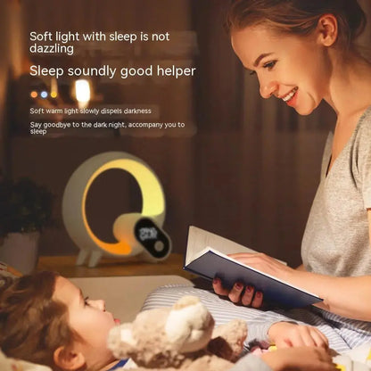 Creative Q Light Analog Sunrise Digital Display Alarm Clock Bluetooth Audio Intelligent Wake-up Q Colorful Atmosphere Light Angel Wishes