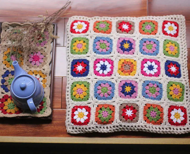 Crochet Flat Flower Garden Cushion Angel Wishes