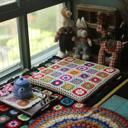 Crochet Flat Flower Garden Cushion Angel Wishes