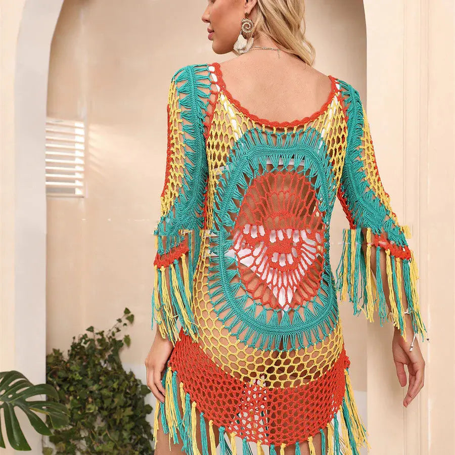 Crochet Long Sleeved Beach Dress Angel Wishes