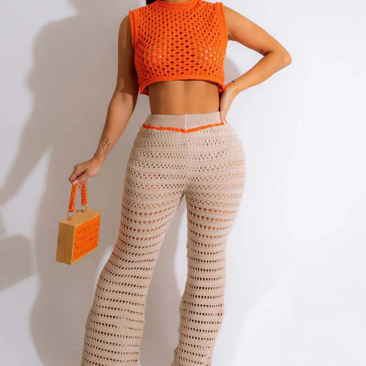 Crochet Tank and Flared Trousers Set Angel Wishes