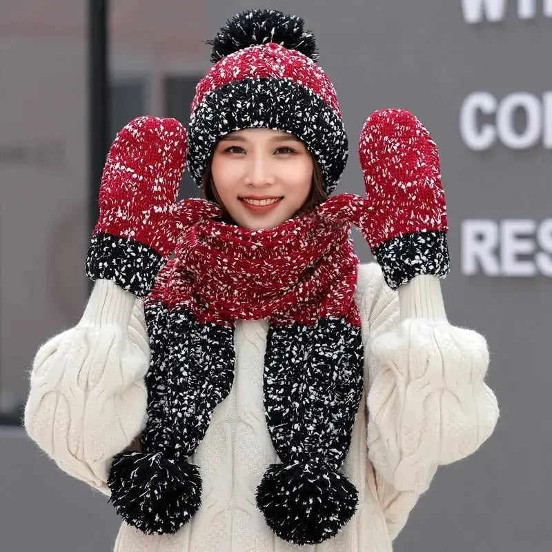 Cute Knit Hat Scarf Gloves Set Of Three Angel Wishes