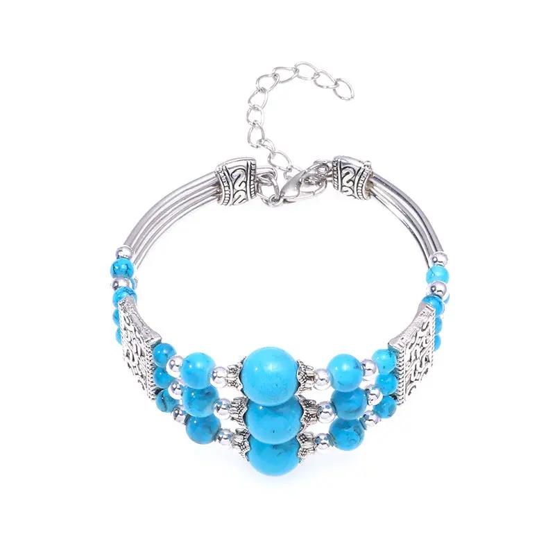 Wide Beads Bangle Turquoise Bracelet Angel Wishes