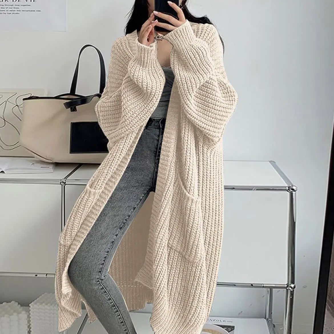 Loose Thick Knitted Cardigan Coat - Angel Wishes