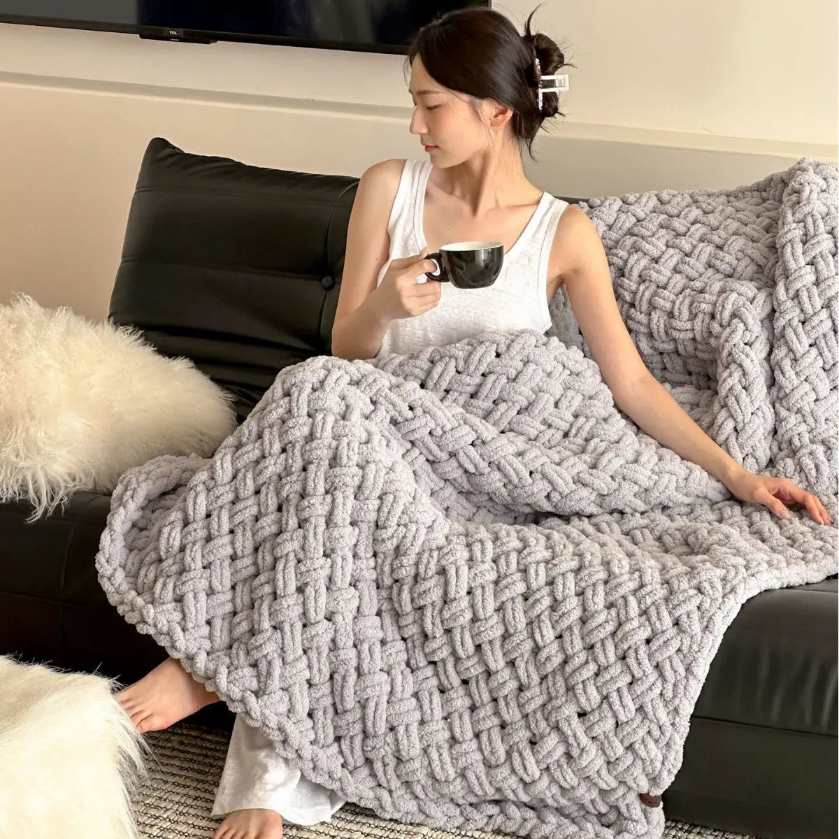 Hand-knitted Wool Blanket Angel Wishes