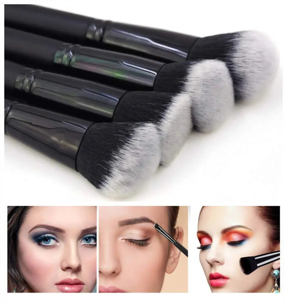 15Pcs Black Make Up Brushes Woman Set With Bag Foundation Eyeliner Eyeshadow Angel Wishes