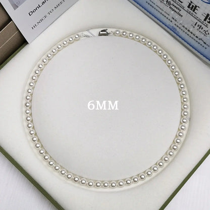925 Silver Ingot Buckle Strong Light High Quality Shell Pearls Australian White Necklace Angel Wishes
