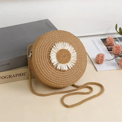 Pastoral Style Raffia Bag Woven Mobile Phone Bag Crossbody Angel Wishes