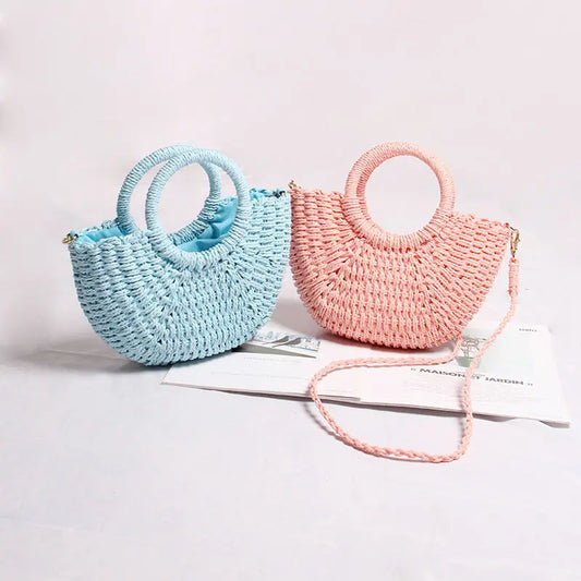 Seaside Vacation Beach Mini Straw Bag Angel Wishes