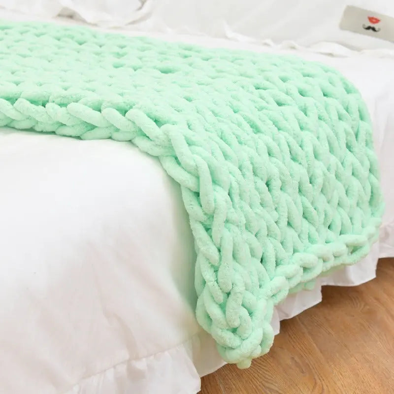 Handmade Coarse Yarn Woven Chenille Blanket Angel Wishes