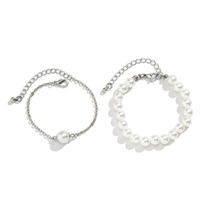 Fashion Hand Stringed Pearls Bracelet Two-piece Set Angel Wishes