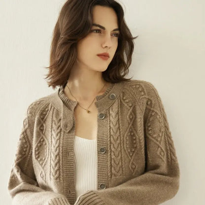Cashmere Thick Knit Cardigan Sweater For Women Angel Wishes