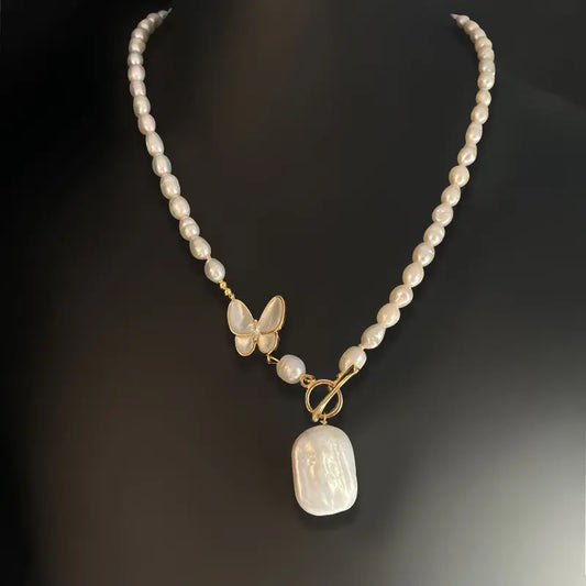 Simple And Niche Design Butterfly Pearl Necklace Angel Wishes