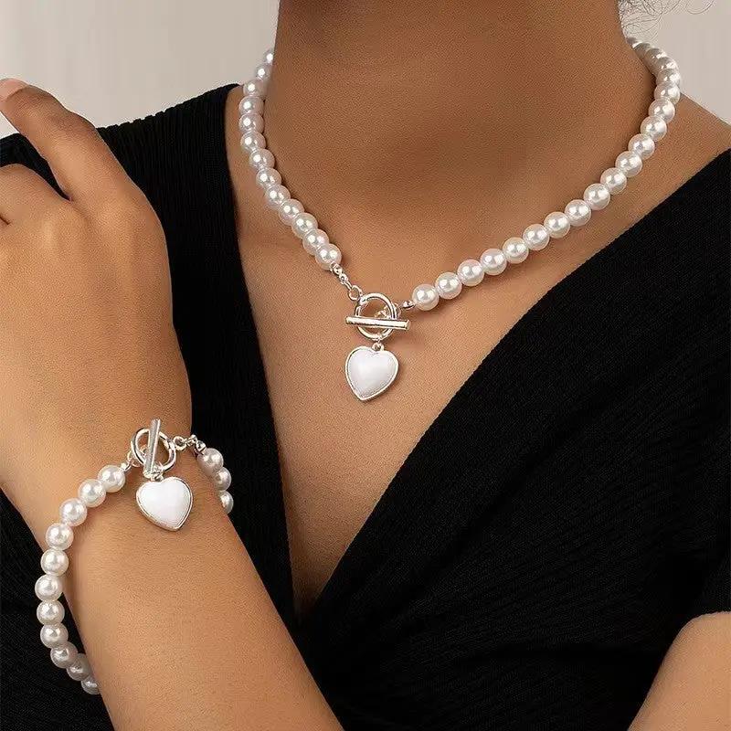 Pearls Bracelet And Necklace Set Angel Wishes
