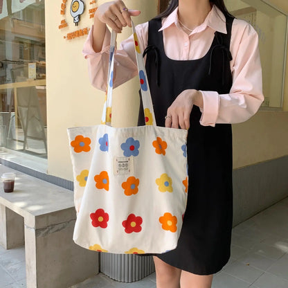 Tote Large Capacity Fashion Floral Canvas Shoulder Bag Angel Wishes