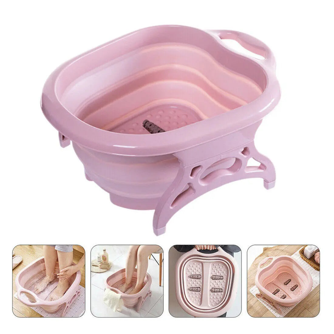 Foot Spa Pedicure Wet Bath Bubble Massage Bucket Feet Therapy Soothing Folding Angel Wishes