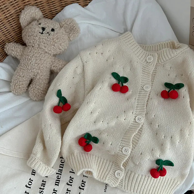 Korean Style Casual Small Flower Sweater Baby Girl Fashionable Knitted Cardigan Angel Wishes