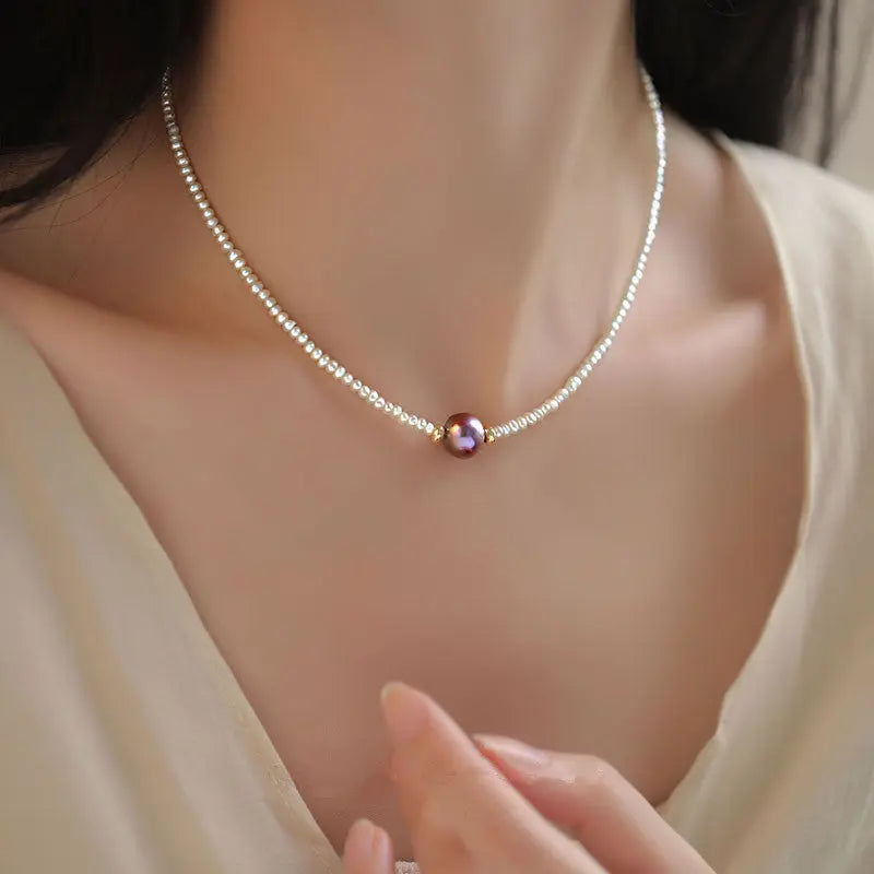 Small Particle Shaped Freshwater Pearl Necklace Women's Fashion Angel Wishes