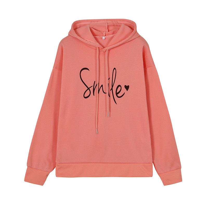 Women's Smile Printed Loose Sweatshirt Angel Wishes