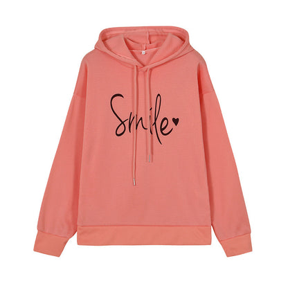 Women's Smile Printed Loose Sweatshirt Angel Wishes