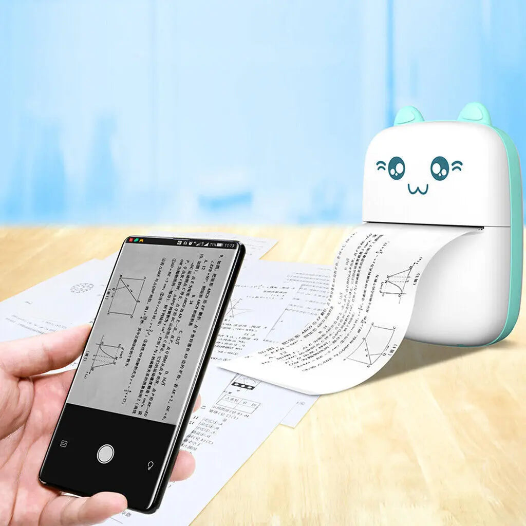 Portable Mini Thermal Label Printer Bluetooth Photo Printer 1 Roll Thermal Paper Angel Wishes