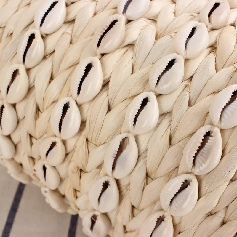 Women's Fashion Casual Natural Shell Bucket Woven Bag Angel Wishes