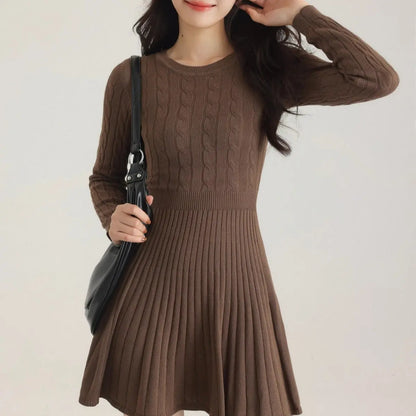 Long Sleeve Knit Dress Women Waist Slimming Angel Wishes