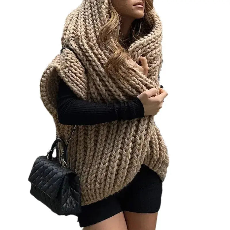 Hooded Thick Woven Cardigan Angel Wishes