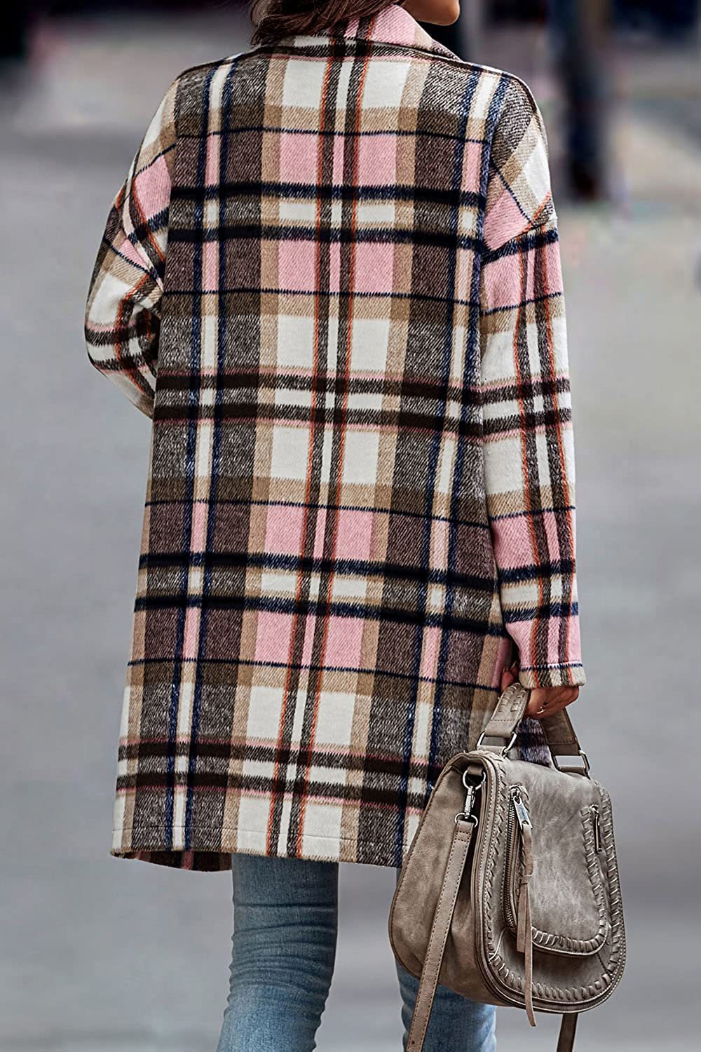 Fashion Wool Plaid Long Jacket Angel Wishes