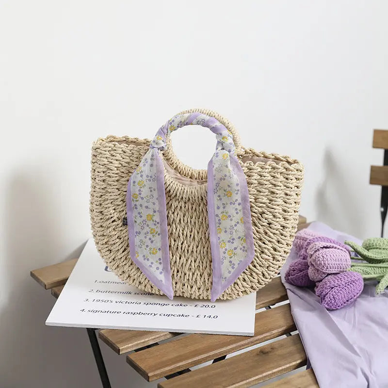 Women's Fashion Temperament Small Flower Silk Scarf Handbag Woven Angel Wishes