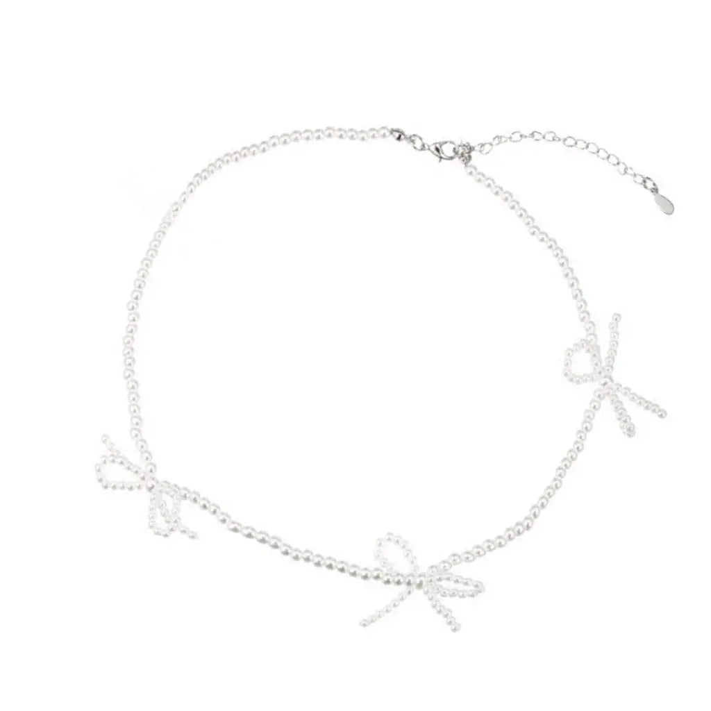 Bow Pearl Necklace Angel Wishes