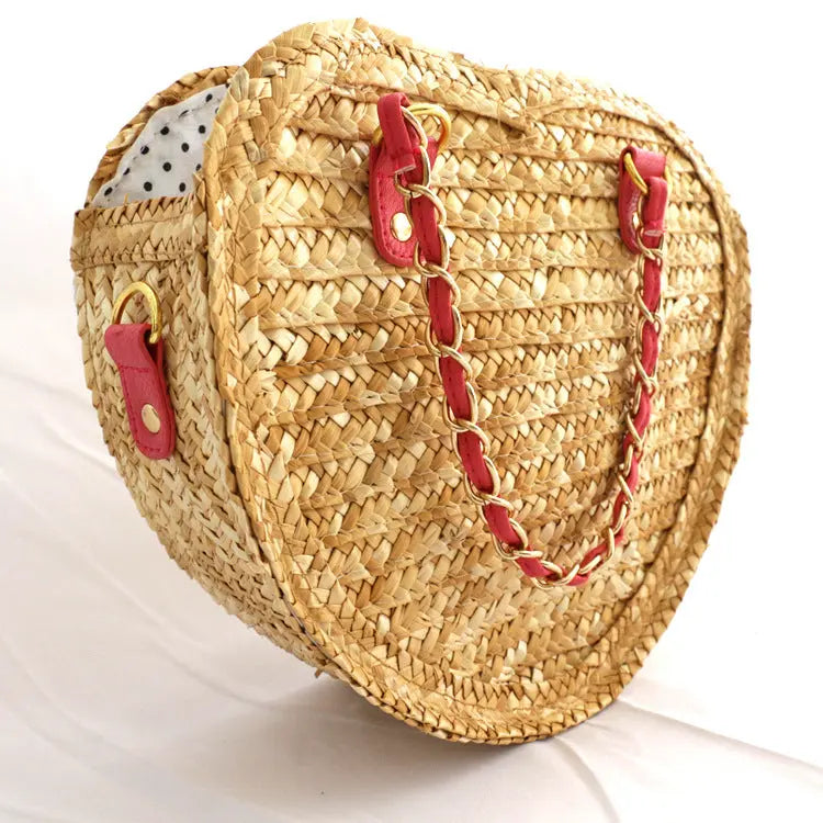 Simple And Fashionable One-shoulder Diagonal Bag Beach Vacation Straw Angel Wishes