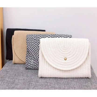 Women's Summer Straw Woven Cotton Thread Bag Angel Wishes