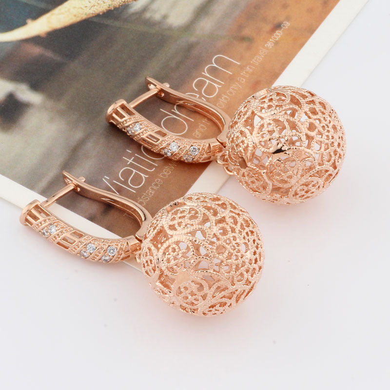 Fashion Hollow Large Spherical Earrings Angel Wishes