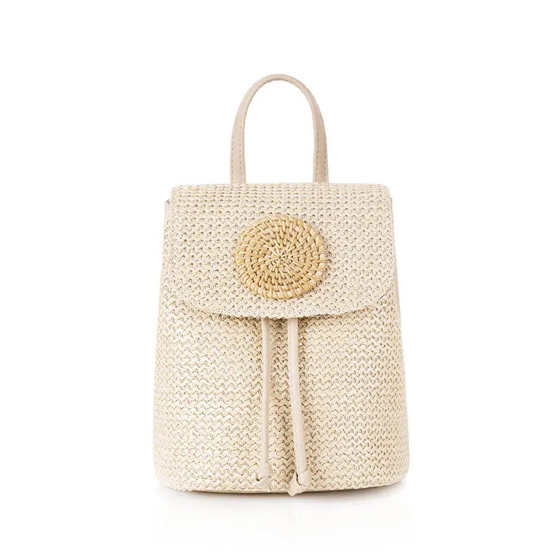Women's Solid Color PU Stitching Crossbody Woven Backpack Angel Wishes