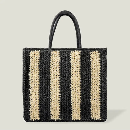 New Striped Large-capacity Straw Bag Fashionable Personality Angel Wishes