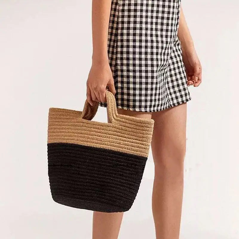 European And American Fashion Color Matching Straw Bag Angel Wishes