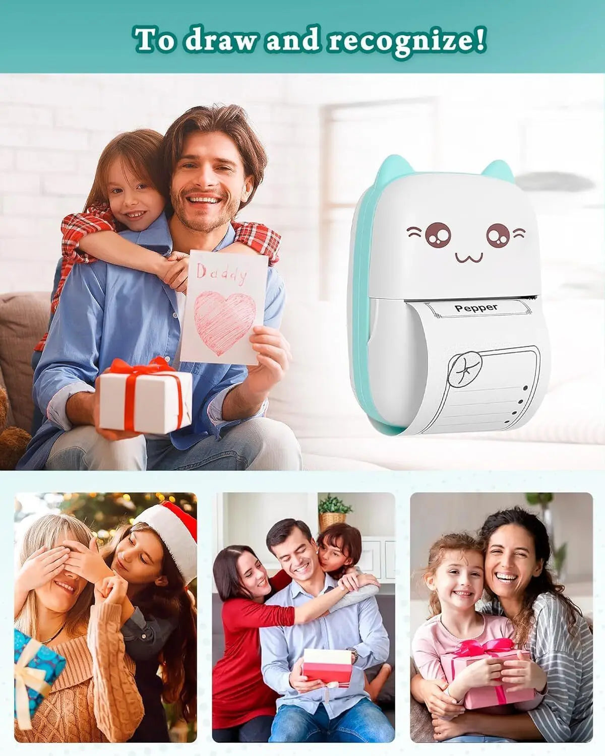 Portable Mini Thermal Label Printer Bluetooth Photo Printer 1 Roll Thermal Paper Angel Wishes