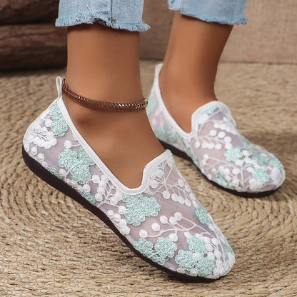 Lace Embroidered Loafers Summer Shoes - Angel Wishes
