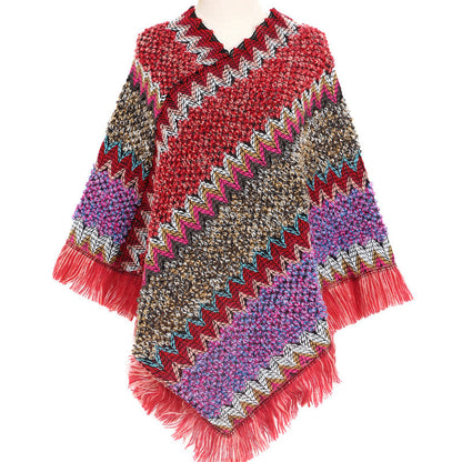 Colorful Ethnic Style Pullover Cloak Women Angel Wishes