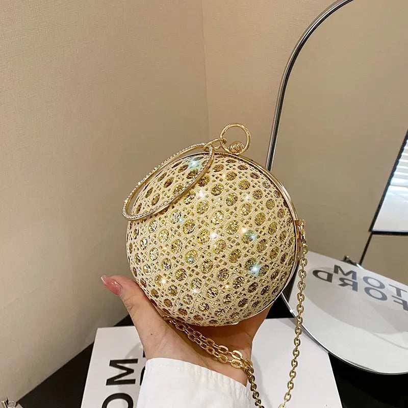 Diamond Retro Shoulder Bag Women's Crossbody Chain Ball Small Round Bag Angel Wishes