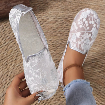 Lace Embroidered Loafers Summer Shoes - Angel Wishes