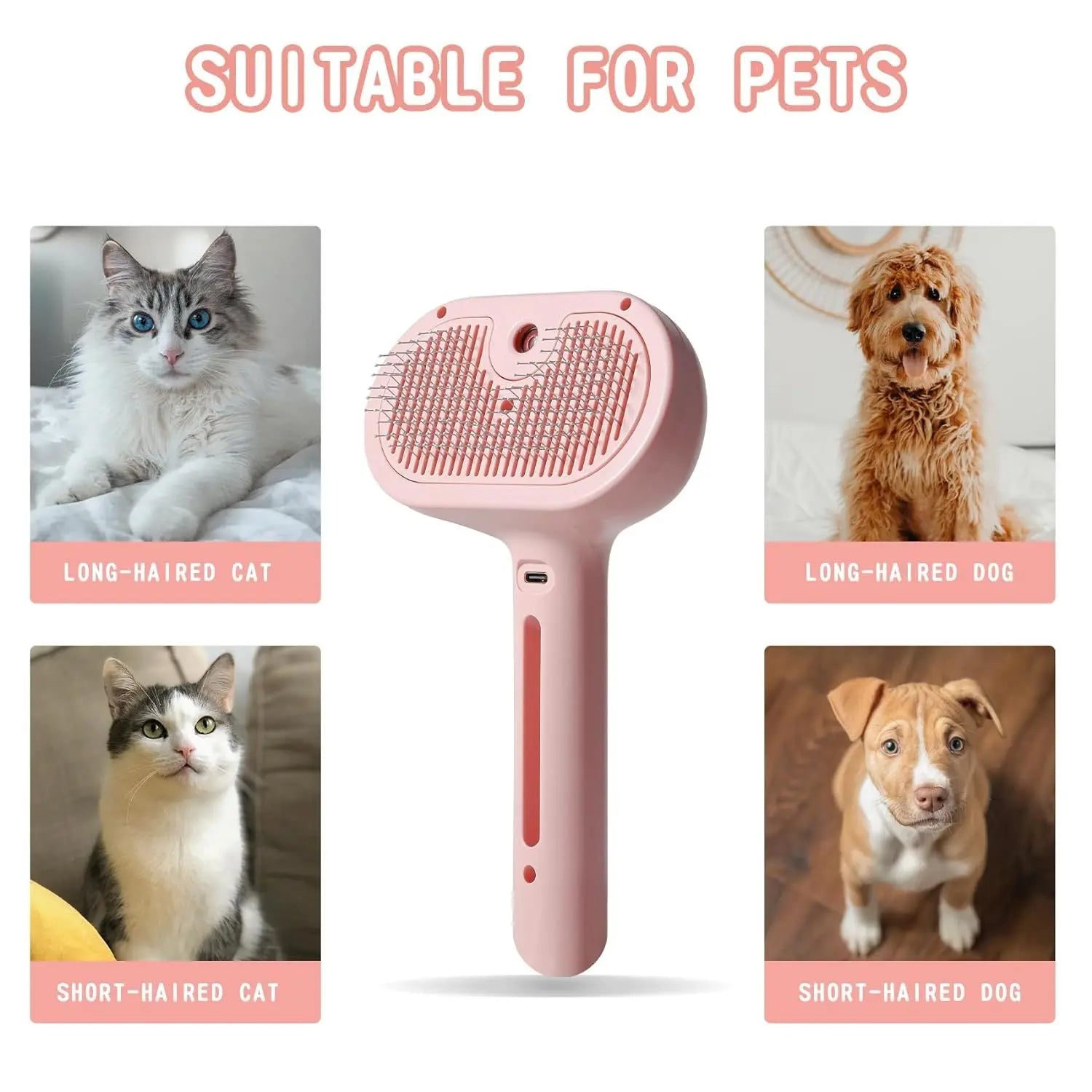 Spray Cat Brush For Shedding Water Brush For Cats And Dogs Pet Hair Removal Comb With Water Tank And Release Button Steamy Cat Brush Pet Spray Hair Comb Angel Wishes