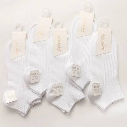 Women's Double Needle Solid Color Cotton Short Ankle Socks Angel Wishes