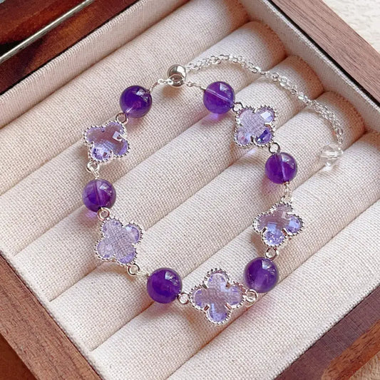 Natural Amethyst Citrine Alloy Bracelet Angel Wishes