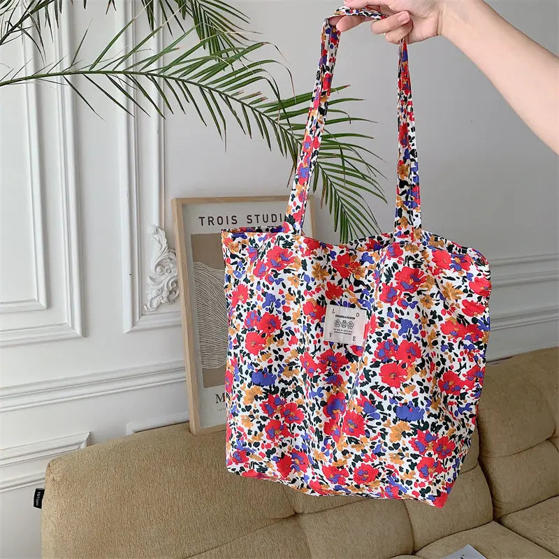 Floral Canvas Tote Bag Angel Wishes