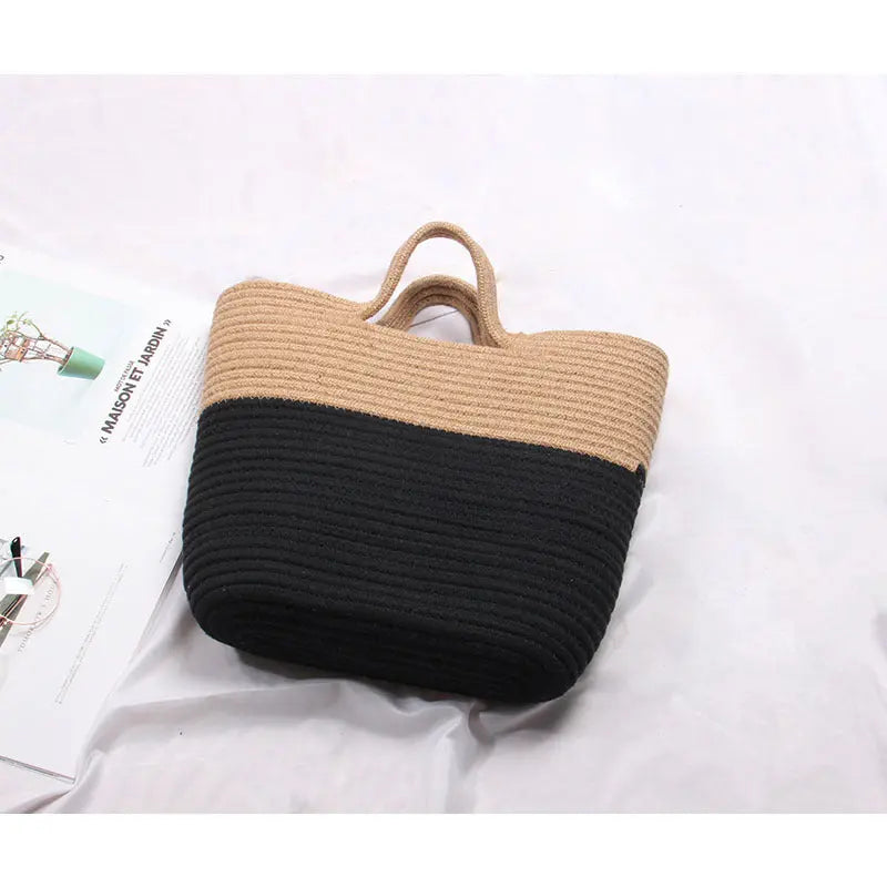 European And American Fashion Color Matching Straw Bag Angel Wishes