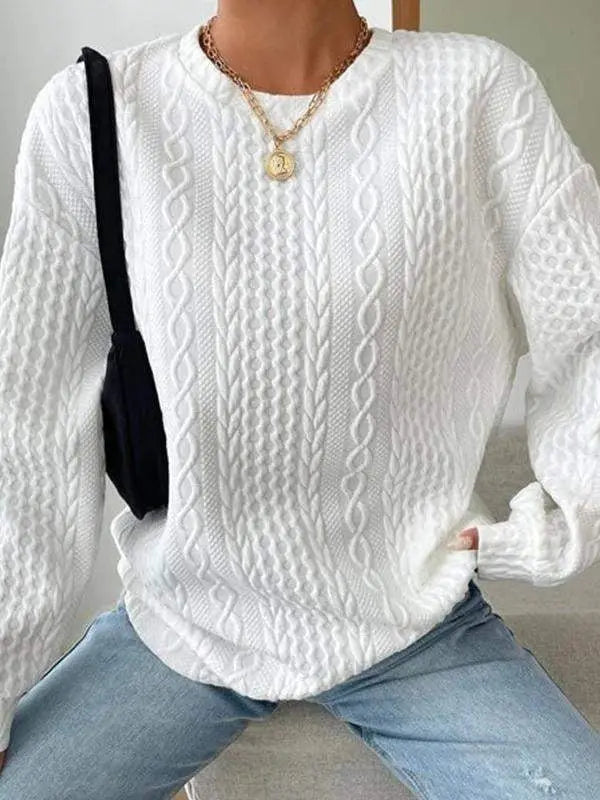 Women's Casual And Comfortable Jacquard Round Neck Sweater Angel Wishes