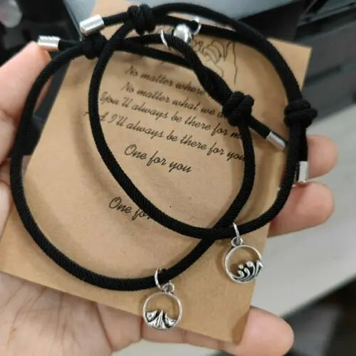 2Pcs Heart Rope Bracelet Friendship Lover Couple Rope Card Jewellery Gifts Angel Wishes
